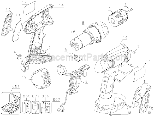 Page A Diagram and Parts List for CD140G  Black and Decker Cordless Drill